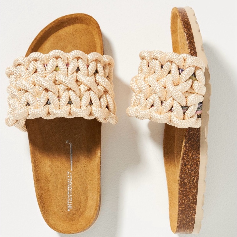Intentionally Blank Off white  Macro Slide Sandals 6-6&1/2